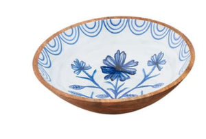 Blue Floral Enamel Bowls, 2 asst