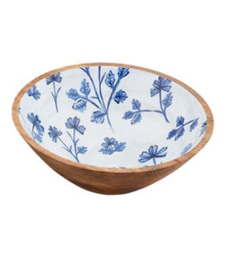 Blue Floral Enamel Bowls, 2 asst