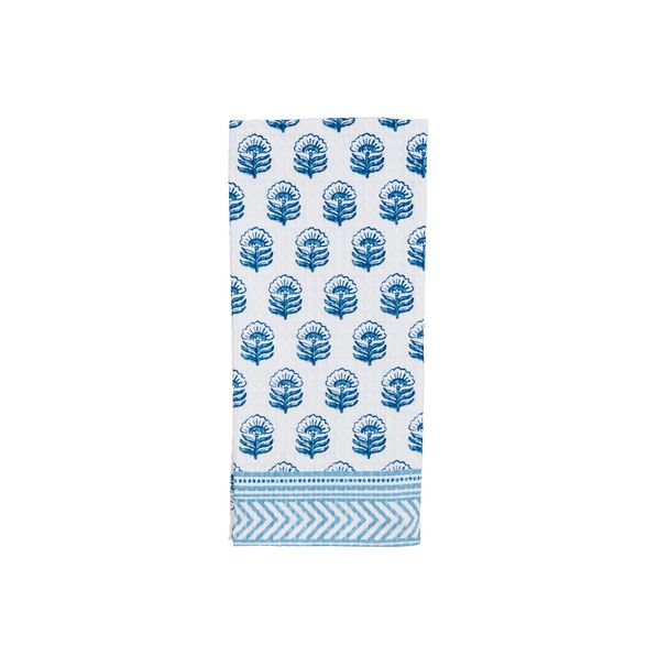 Blue Floral Pattern Edge Towel - Thumbnail 2