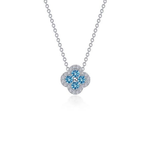 Blue Topaz 0.65 CTW Halo Necklace