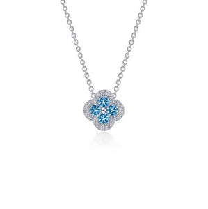 Blue Topaz 0.65 CTW Halo Necklace