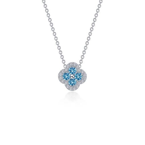 Blue Topaz 0.65 CTW Halo Necklace