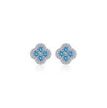 Load image into Gallery viewer, Blue Topaz 0.8 CTW Halo Stud Earrings