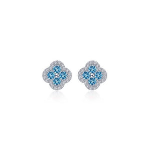 Blue Topaz 0.8 CTW Halo Stud Earrings