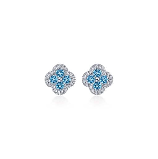 Blue Topaz 0.8 CTW Halo Stud Earrings