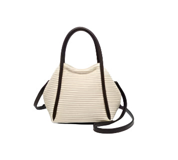 Brynne Satchel Bag- Natural/Black