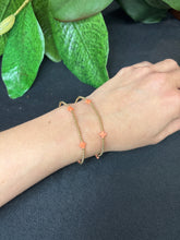 Load image into Gallery viewer, Signature Cross Small Gold Pattern 2mm Bead Bracelet- Coral
