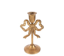 Load image into Gallery viewer, Gold Bow Taper Holder- 2 asst