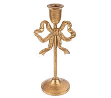 Load image into Gallery viewer, Gold Bow Taper Holder- 2 asst