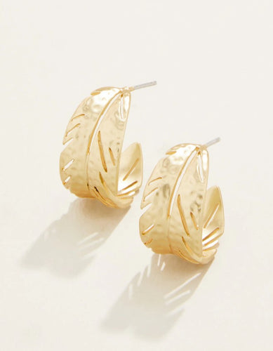 Calathea Leaf Hoop Earrings Gold