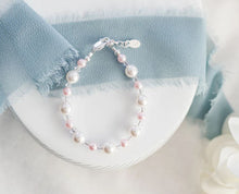 Load image into Gallery viewer, Caroline Pink and White Pearl Baby Bracelet