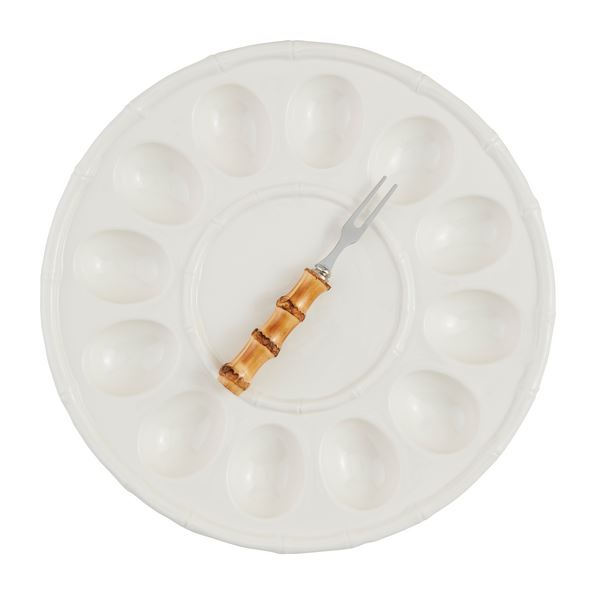 Ceramic Bamboo Deviled Egg Tray Set