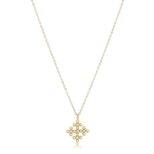 Classic Beaded Signature Cross Encompass Gold Charm Necklace