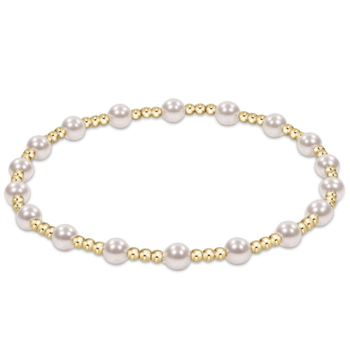 Classic Sincerity Pattern 4mm Bead Bracelet - Pearl