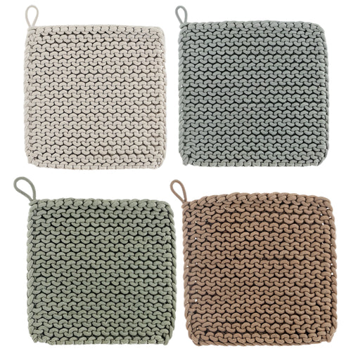 Cotton Crochet Pot Holder Set, 2 asst