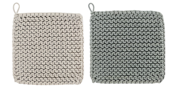 Cotton Crochet Pot Holder Set, 2 asst