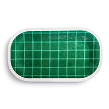 Load image into Gallery viewer, Dark Green Plaid Medium Melamine Rectangular Platter