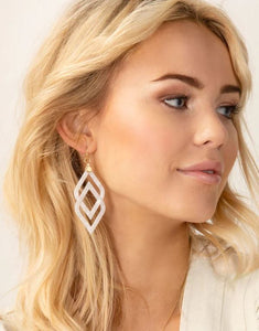 Deco Drama Resin Earrings- White Shimmer