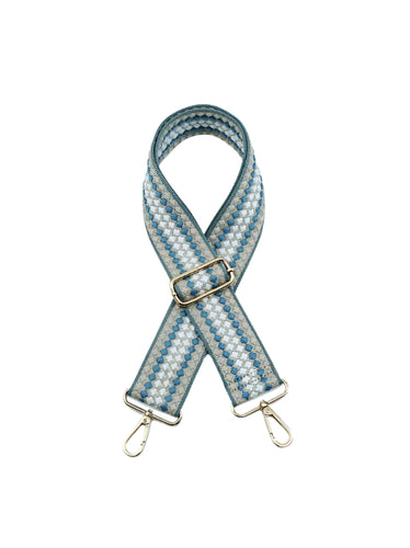 Dotted Guitar Strap- Blue/Beige