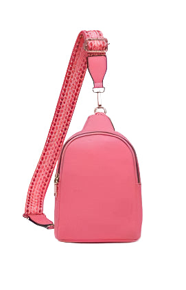 Ellen Vegan Guitar Strap Sling Bag- Coral Pink
