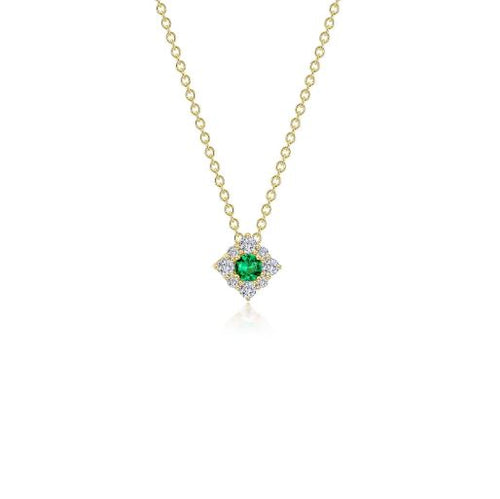 Emerald 0.43 CTW Halo Necklace