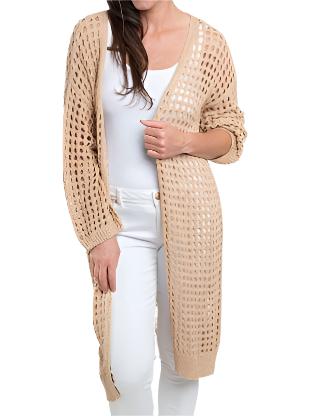 Enya Long Sleeve Open Crochet Boho Cardigan