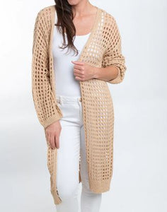 Enya Long Sleeve Open Crochet Boho Cardigan