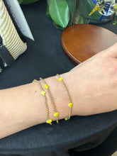 Load image into Gallery viewer, Signature Cross Small Gold Pattern 2mm Bead Bracelet- Canary