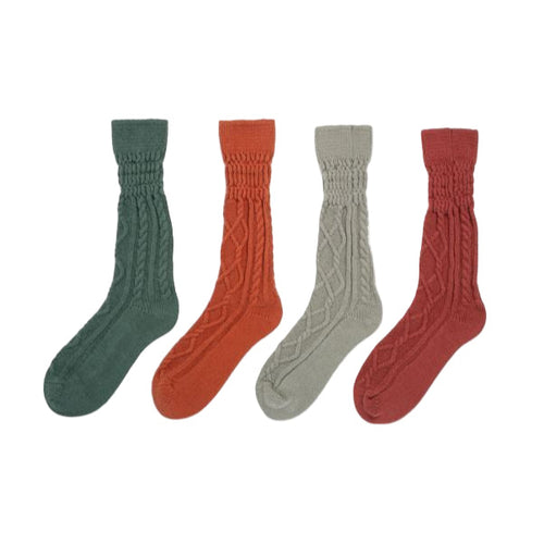 Cable Knit Tall Socks, 4 asst