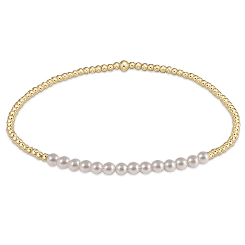 Gold Bliss 2mm Bead Bracelet-Pearl