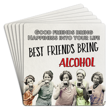 Load image into Gallery viewer, Good Friends Bring Happiness Paper Coaster 6pk