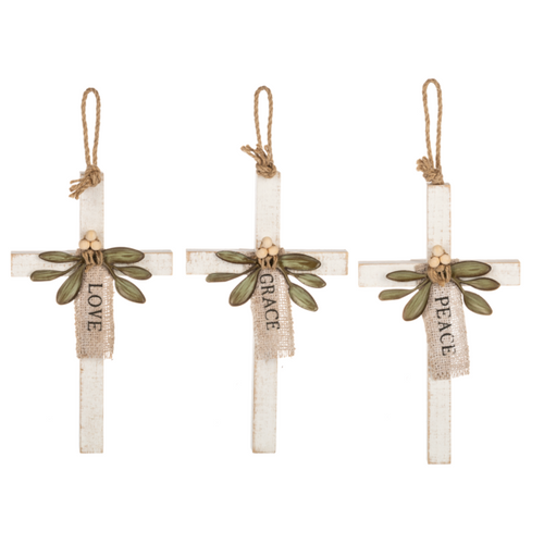 Grace, Peace, Love Crosses, 3 asst