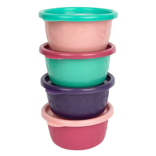 GreenGrown® Reusable Bowls with Lids – Pink Toddler Snack Bowl – 4 Pack