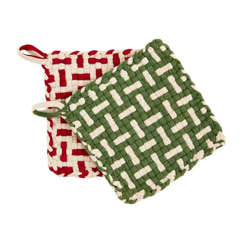 Green Woven Pot Holder Set