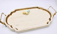 Load image into Gallery viewer, Wood Tray White with Antiqued Gold Trim