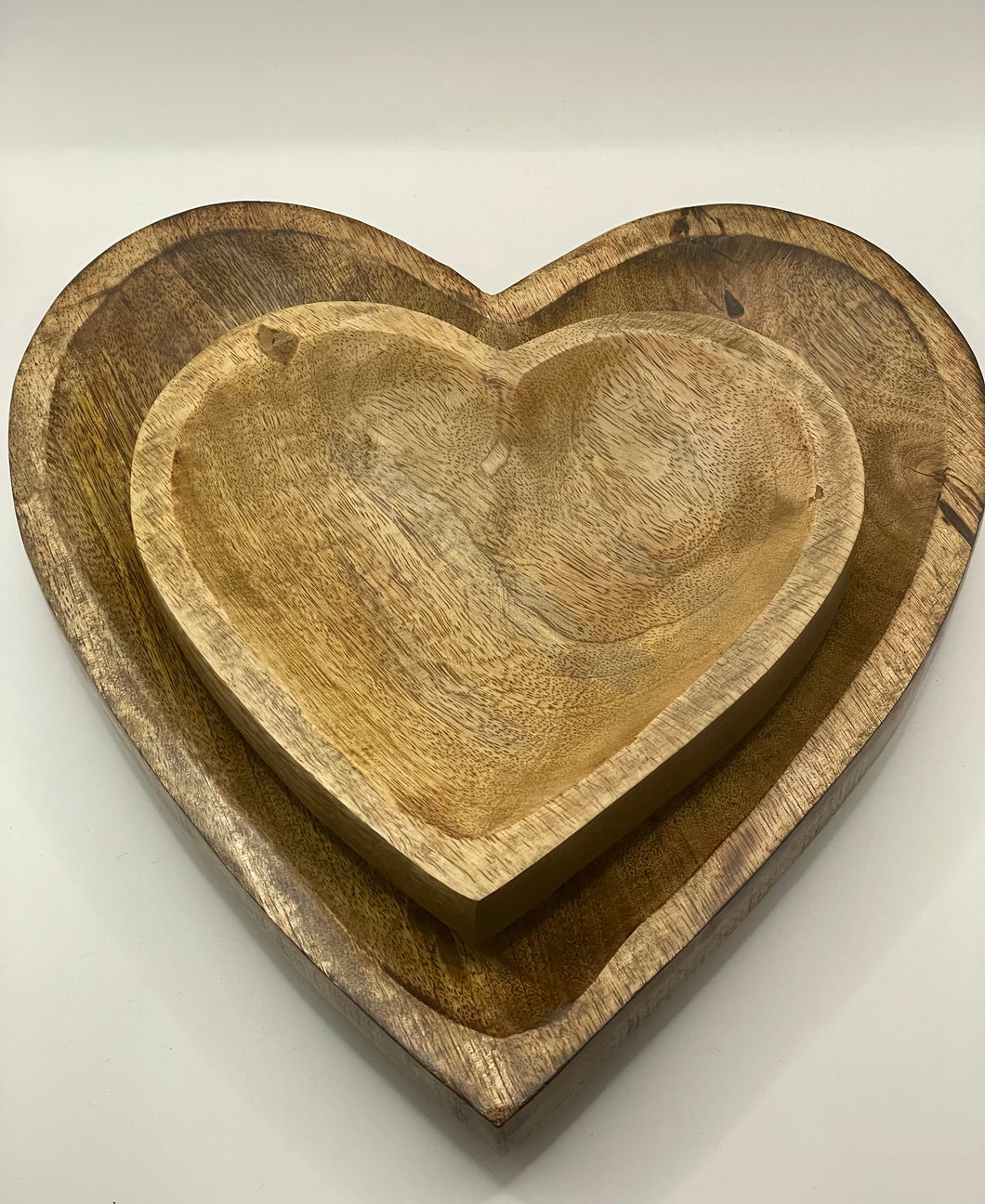 Wooden Heart Bowls, 2 Asst