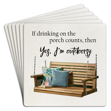 Load image into Gallery viewer, If Drinking on the Porch Counts Paper Coaster 6pk