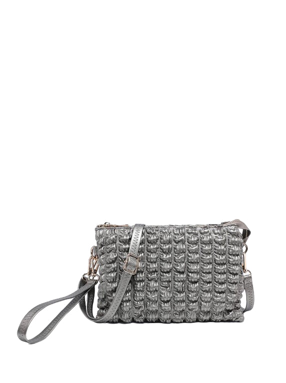 Izzy Bubble Puffer Crossbody- Pewter