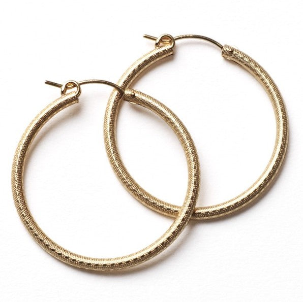 Gold Filled Textured Hoop Earrings
