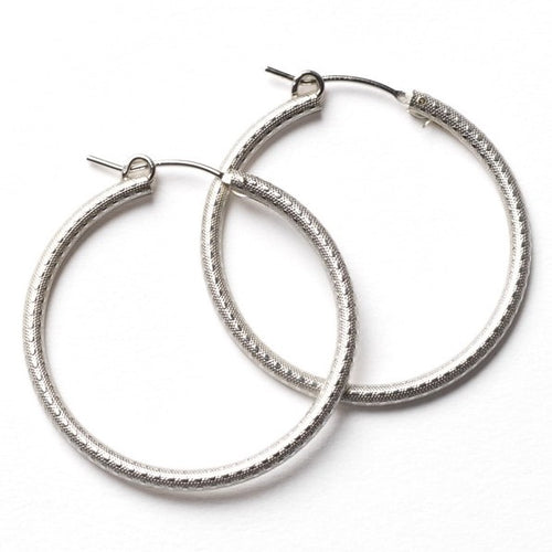 Silver Textured Hoop Earrings
