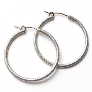 Silver Textured Hoop Earrings