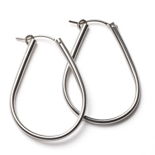 Silver Teardrop Hoop Earrings