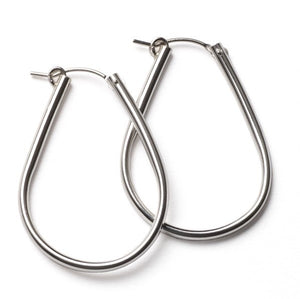 Silver Teardrop Hoop Earrings