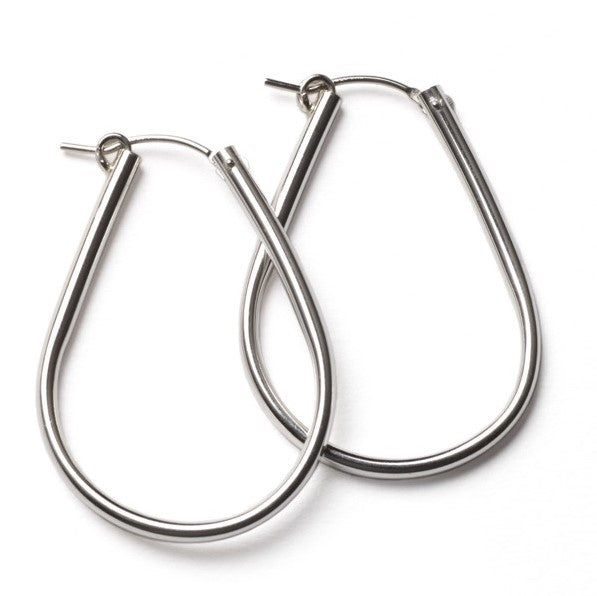 Silver Teardrop Hoop Earrings