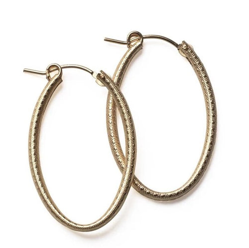 Gold Filled Oval Textured Hoop Earrings