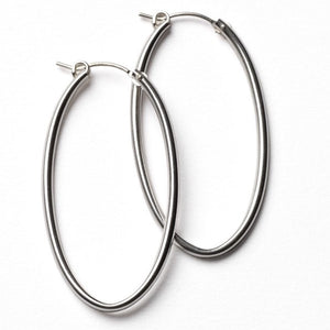 Silver Oval Hoop Earrings