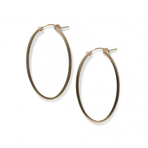 Gold Filled Oval Square Tubing Hoop Earrings