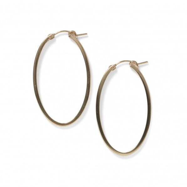 Gold Filled Oval Square Tubing Hoop Earrings