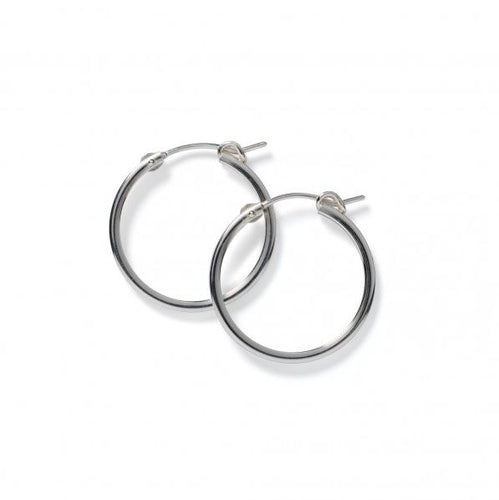 Silver Smooth Flat Round Hoop Earrings