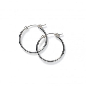 Silver Smooth Flat Round Hoop Earrings